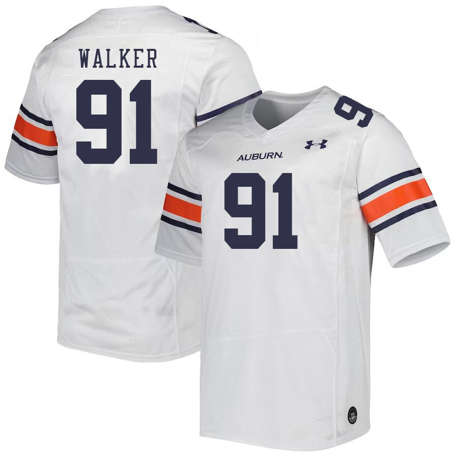 Men's Auburn Tigers #91 Zykeivous Walker White 2023 College Stitched Football Jersey